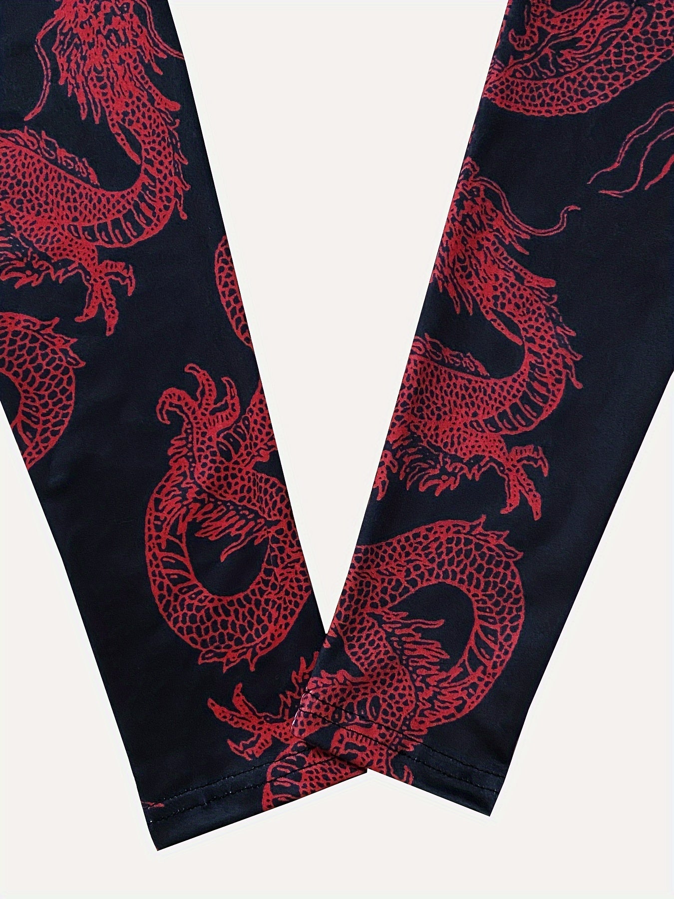 Dragon Print Mock Neck T-Shirt