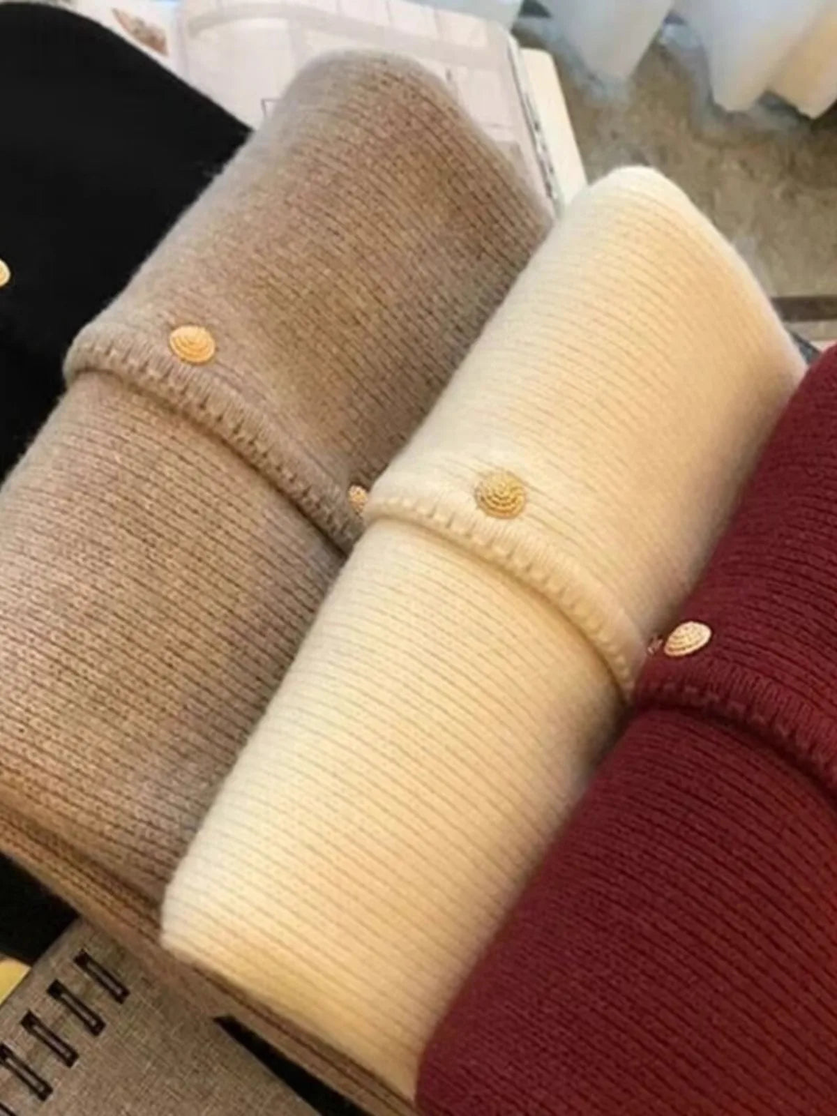 Crew neck 100 pure cashmere cardigan small fragrant coat women's spring and autumn loose wool knit sweater