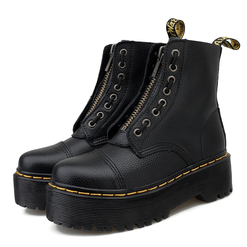 British two-wear thick-soled 8-hole women's boots Sinclair motorcycle shoes front zipper fashion sexy punk men's winter boots