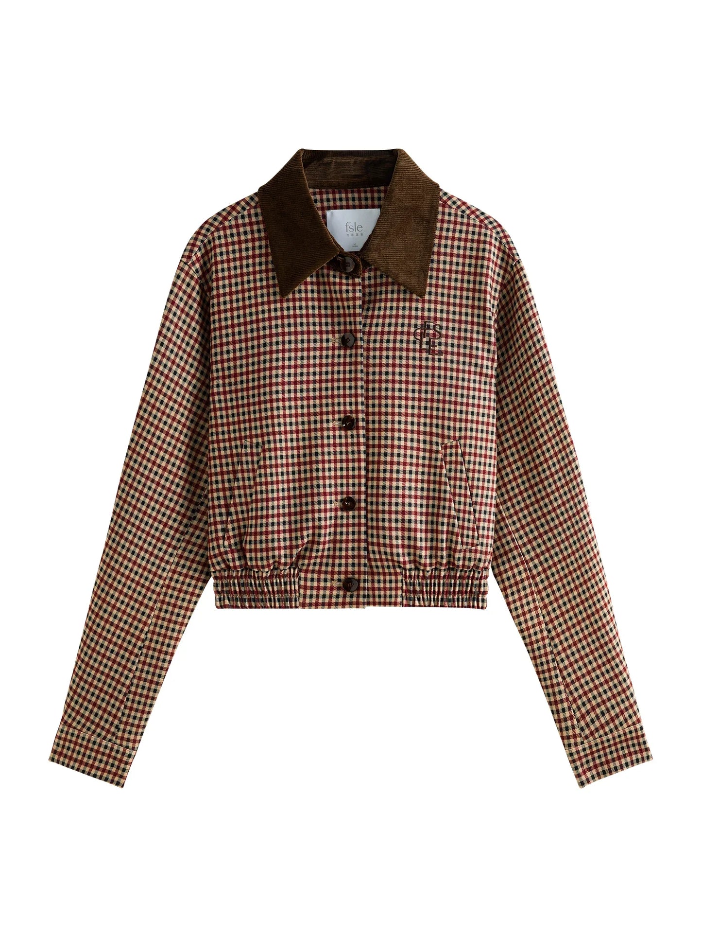 FSLE Women Jacket Skirt Sets Red Brown Retro Plaid Female Drop Sleeve Casual Short Coats Pleated Skirt 24FS13343+24FS13347