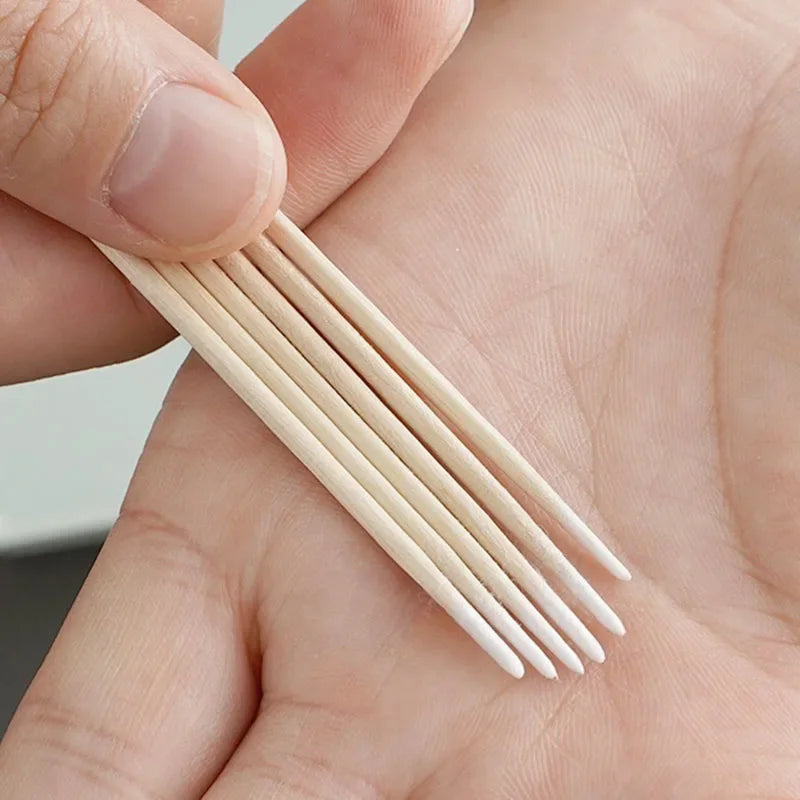 100Pcs Nails Wooden Cotton Head Manicure