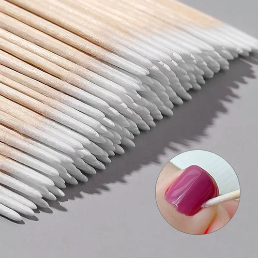 100Pcs Nails Wooden Cotton Head Manicure